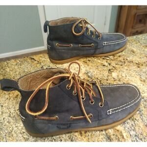 Polo Ralph Lauren Boat Shoes Mens 8 D Blue Barrott Ankle Boot Lace Up Leather